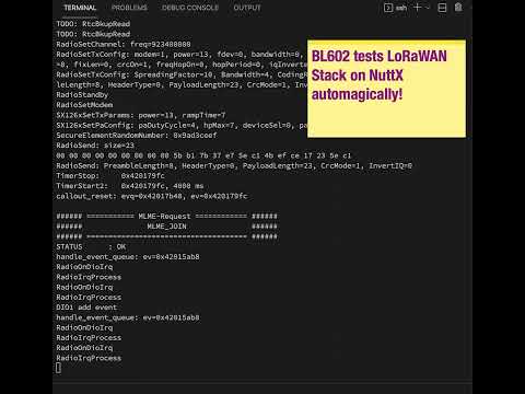 #BL602 Auto Flash & Test ... Now tests the #LoRaWAN Stack on Apache #NuttX OS!