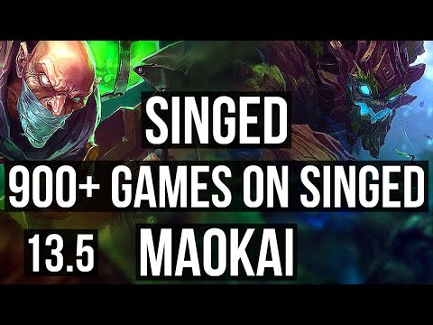 SINGED vs MAOKAI (TOP) | Quadra, 2.5M mastery, 900+ games, Rank 9 Singed | KR Master | 13.5