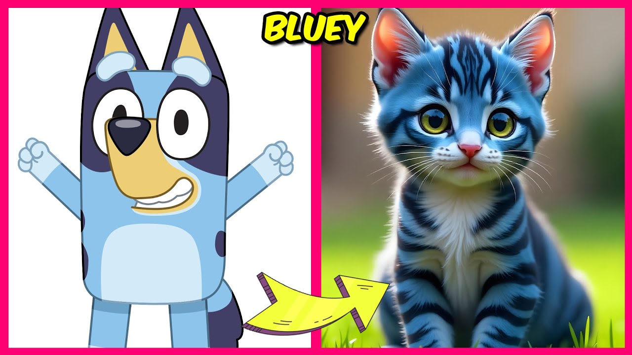 🐶BLUEY Movie Characters As Cats💙😾+ Guess The Emoji + Their Favorite Movies & More! | Bingo, Coco