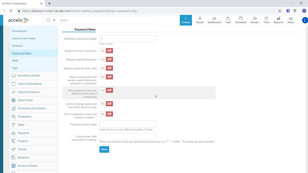 Configuring Password Rules