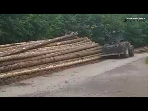 KOTSCHENREUTHER K175R Forstmaschine mit Rückekran beim Langholz poltern