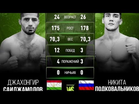 Джахонгир Саиджамолов 🇹🇯 vs 🇷🇺 Никита Подковальников  Самара GFC.25.  21 март 17:00