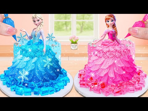Elsa vs Anna Princess Cake Battle 💙💖 | Pink and Blue Mini Cake Challenge | Lily Little Cake