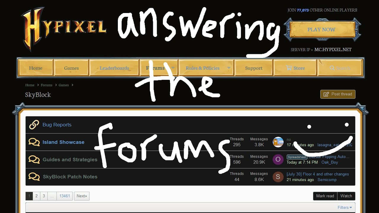 answering the hypixel forums