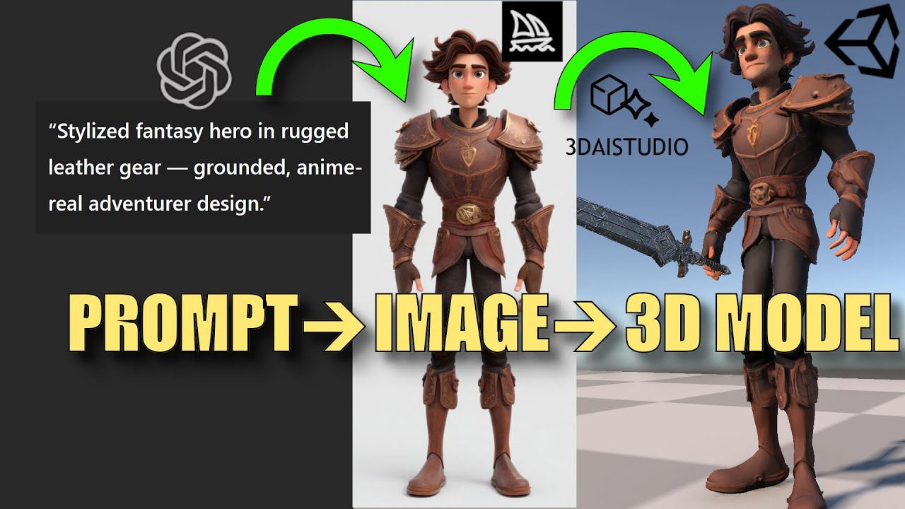 AI Prompt to Playable Unity Character | Midjourney → 3DAI Studio → Mixamo & AccuRig Tutorial