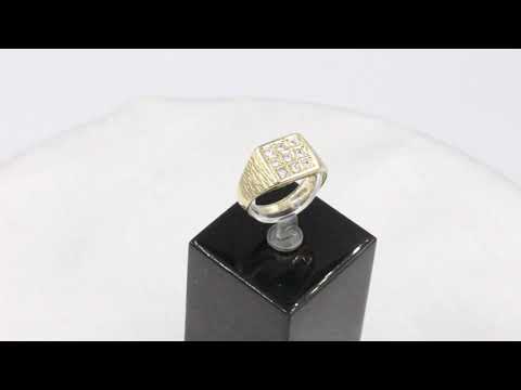 9ct Yellow Gold Cubic Zirconia Signet Style Ring Size O 1/2 3.4g - 0945022