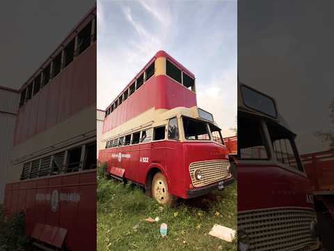 50 Year's Old double decker Bus in Yard in India.