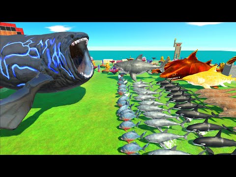 Aquatics Revolt Battle with Megalodon VS The Bloop - Animal Revolt Battle Simulator