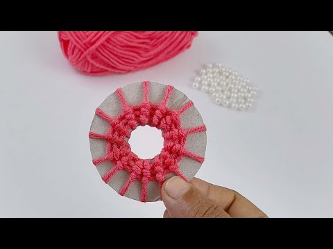Hand embroidery amazing flower - Superb woolen flower making trick using paper