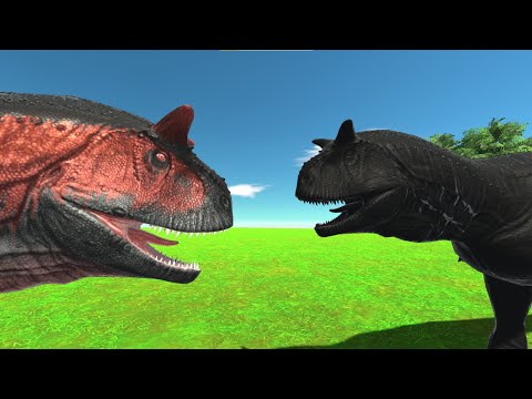 Carnotaurus Rex vs Shadow Itself on the Grass - Animal Revolt Battle Simulator