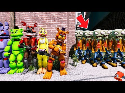 ANIMATRONICS vs 9999 ZOMBIES! PLANTS vs ZOMBIES! (GTA 5 Mods For Kids FNAF RedHatter)