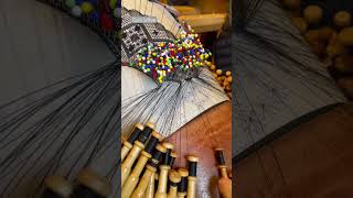 My colleague at the castle 🏰 is working on a gorgeous Spanish fan piece today! #bobbinlace #lace