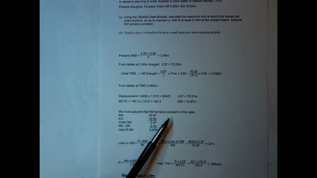 Dry Docking required Trim