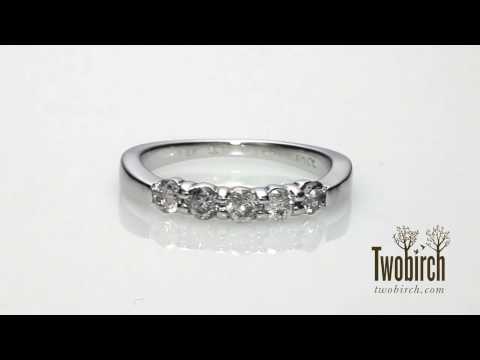 0.5 Carat Five Stone Shared Prong Pinched Shank Wedding Band - TwoBirch  TB-WR-0245-WG-H