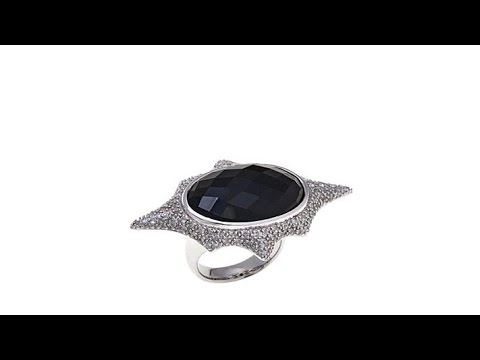 Margo Manhattan Black Onyx and White Topaz Ring