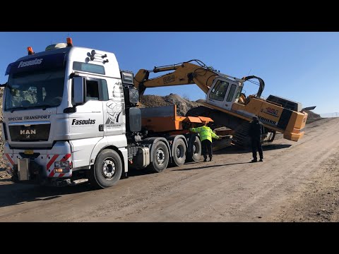 Transporting The Liebherr 964 Excavator - Fasoulas Heavy Transports