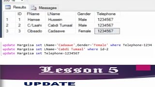 Lesson:5  How to Update data in sql server Afsoomaali