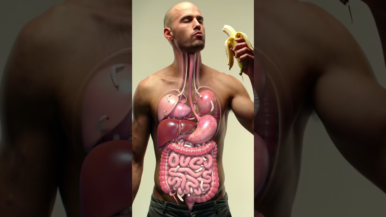Inside Your Gut: 3D Animation of Banana Digestion & Parasite Worms