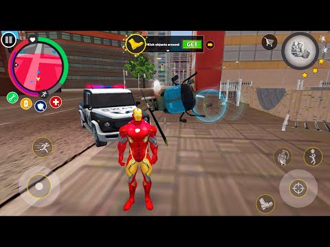Iron Rope Hero Vice Town Crime City Simulator Flying Helicopter Driving Cars Android  Gameplay #3