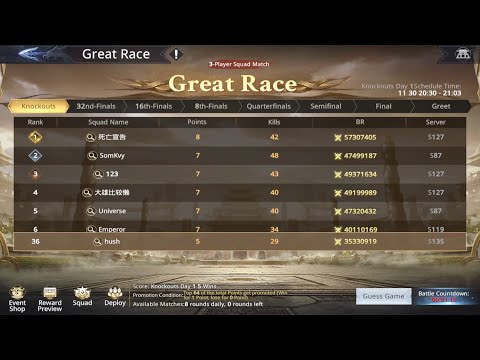Dynasty Legend 2-Great race Tournament season 6 - Knockout Stage #dynasty #gaming
