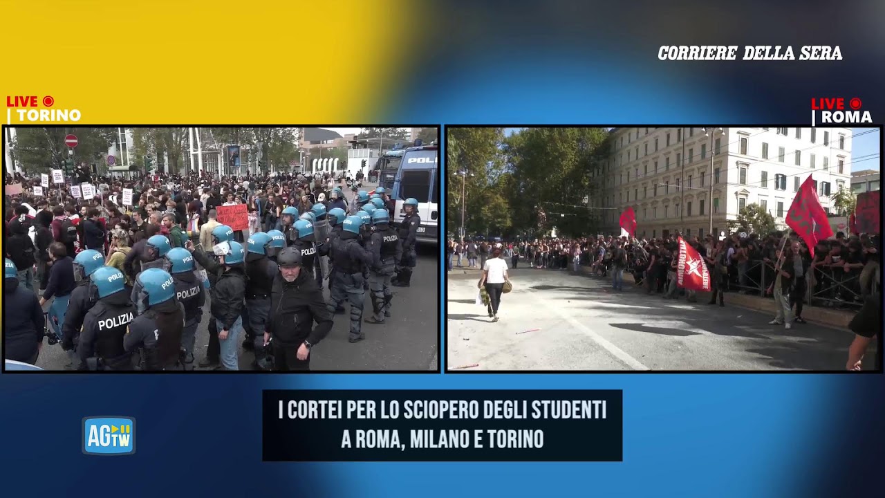 Sciopero degli studenti a Roma, Milano e Torino