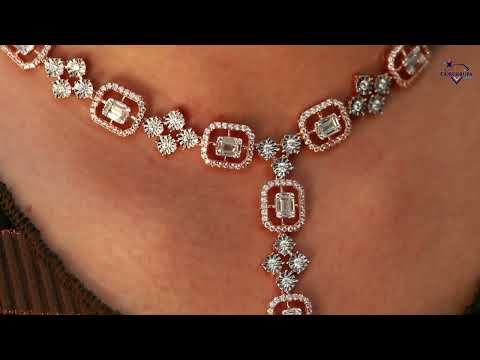 Luxurious 14 kt Rose Gold Necklace With Flawless VVS Clarity Lab Grown Diamonds