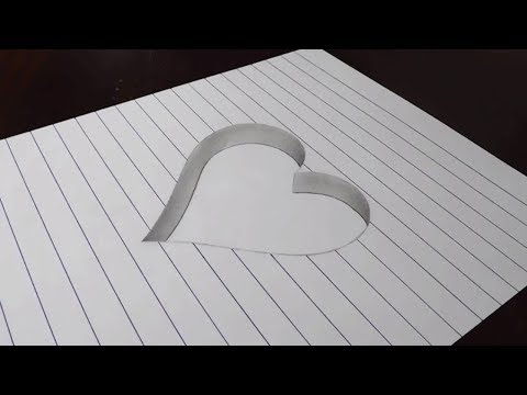 How to Draw a 3D Hole Heart Shape - YouTube