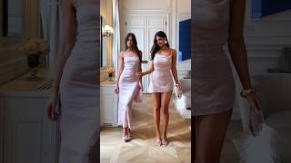 Mini VS Maxi🥀 Meet the Elysia Dress In Baby Pink🌸 #fashion #model #beauty #style #outfit #shorts