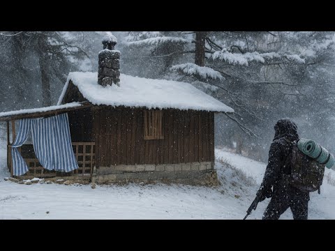 Caught in a SNOWSTORM and Extreme Rain - 365 Days in a Log Cabin Blizzard and Heavy Rain