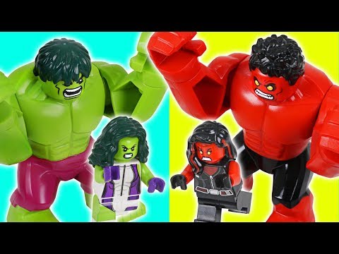 LEGO Red Hulk vs Hulk! Red Hulk She vs Hulk She! Steal diamonds!! - DuDuPopTOY