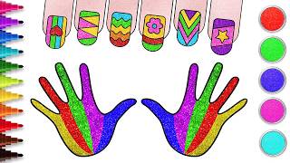 Aprenda a Desenhar Mãos E Unhas Com Glitter | Como Desenhar | Desenho Fácil | Chiki Art Brasil
