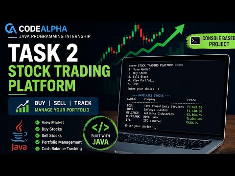 Codealpha Java Programming Internship Task 2 Stock Trading Platform Java Project Demo