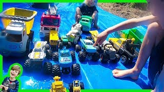Monster Trucks on the Slip and Slide!