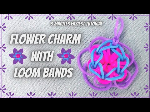 How to make Flower Charm with Loom Bands? Easy Loom Band Tutorial - Urdu/Hindi - Eng Subtitles