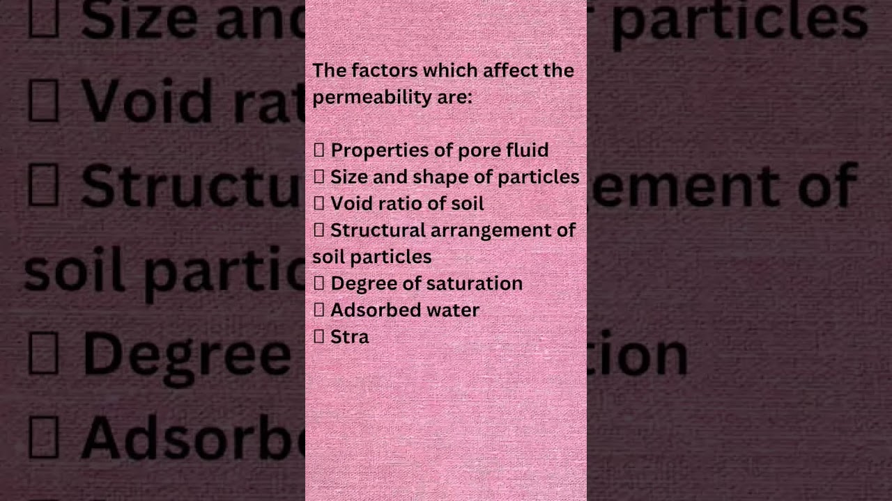 Factors affecting permeability//@civilknowledgedictionary