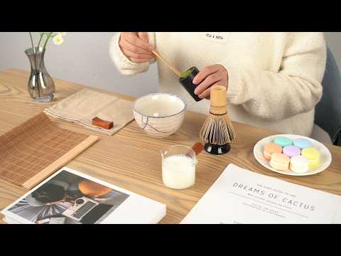 How to Make Perfect Matcha Milk with Our Traditional Matcha Tea Set! #matchawhisk #matchaset #matcha