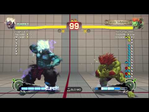 SSF4 AE Ver. 2012: snowfox435 [Oni] vs. nocturnal_rites- [Blanka] - PSN Ranked Match
