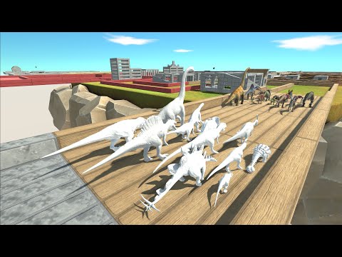 Dinosaurs trying to escape from Polar Dinosaurs - Animal Revolt Battle Simulator