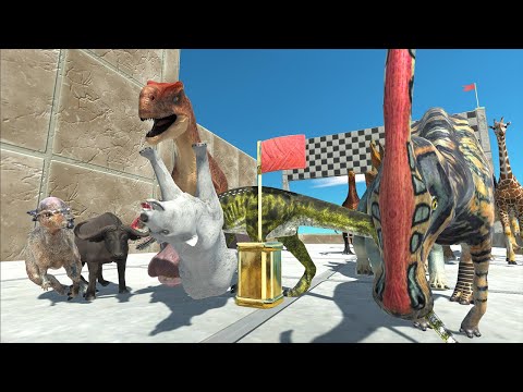 SPEED RACE WALL OBSTACLE COURSE ALL DINOSAURS VS ANIMALS - Animal Revolt Battle Simulator