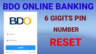 BDO Online Banking 6 digits PIN Reset