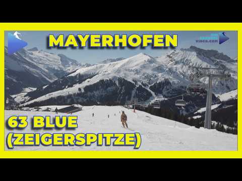 Skiing Mayrhofen Blue Run 63 (Zeigerspitze) on Rastkogel mountain – High Alpine Cruising