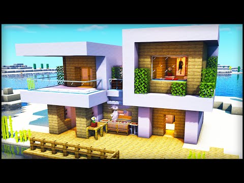 Random Steve Guy - Minecraft Modern Beach House : How to build a Modern House Tutorial