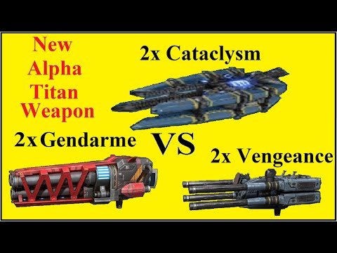 Comparing New Alpha titan weapon Cataclysm vs Gendarme vs Vengeance war robots