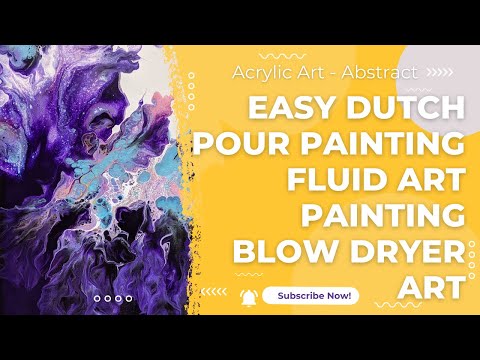 Easy Dutch Pour Painting with Purple | Blow Dryer Painting | Fluid Art | Acrylic Art - Abstract Art