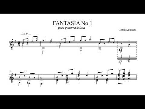Gentil Montaña: Fantasía No.1, for Guitar (Score video)