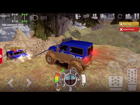 Offroad Outlaws Blue Police Jeep 4x4 - Dirty Offroad Multiplayer Mode - Android Gameplay