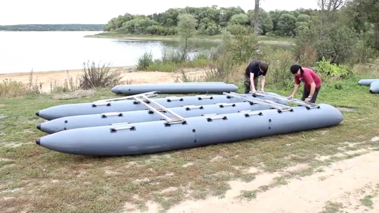 Видео надувных катамаранов с мотором с жесткой палубой из пвх