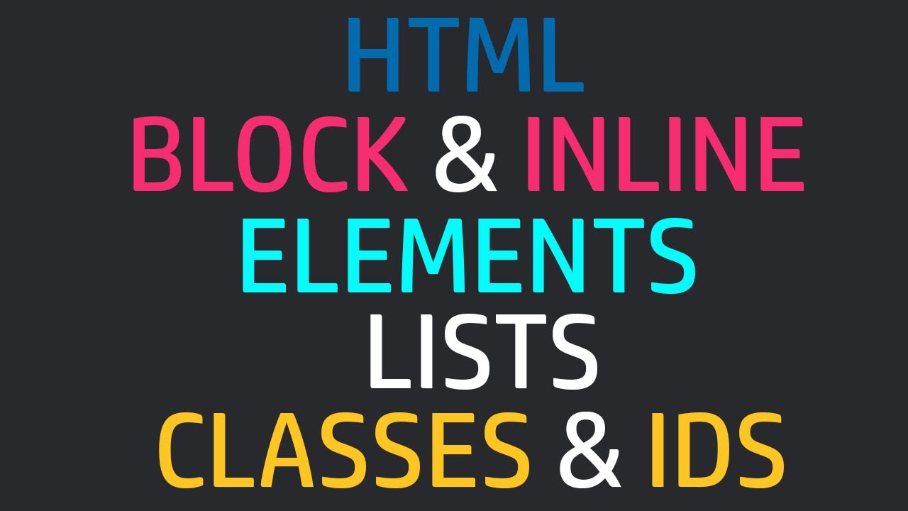Html Coding Basics-07-How To Create Ordered & Unordered lists Block & Inline Elements |Ids & Classes
