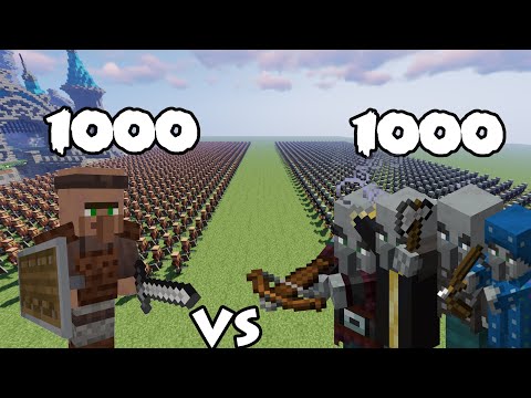 1000 Guard Villagers Vs 1000 Illagers | Minecraft |