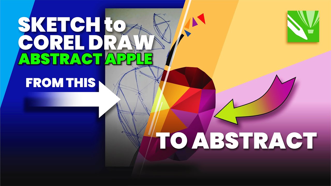 Drawing Abstract Apple From Sketch to Corel Draw Vector Apple